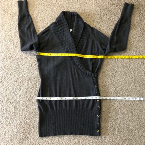 Cache sweater Tunic size L Wrap Lace Up Side Acrylic Nylon Wool - Picture 6 of 15